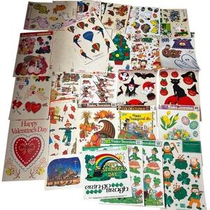 Vintage Holiday Window Cling Collection 90s Garfield Christmas St. Patrick’s Day